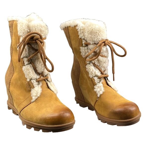 Sorel Women’s Joan Of Arctic Wedge II Brown Shearling Boots Size US 11 - Picture 5 of 10